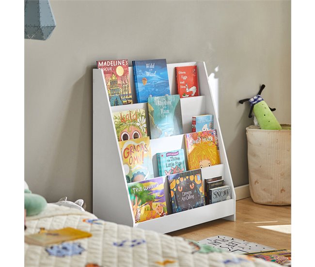 Librería Infantil para niños con 4 Compartimentos KMB32-W SoBuy Blanco