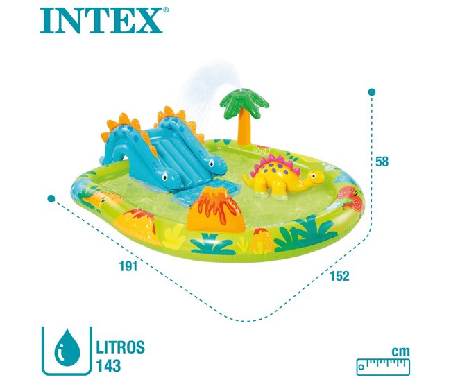 Centro de juegos de dinosaurios tobogán y ducha INTEX Multicolor