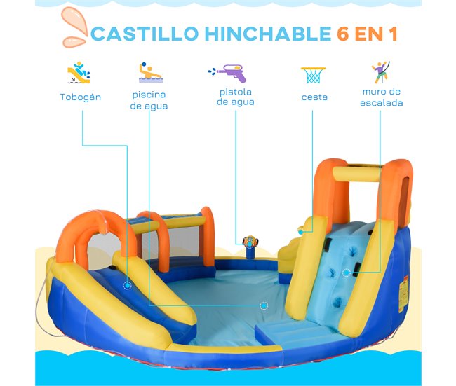 Castillo Hinchable Outsunny 342-048V90 Multicolor