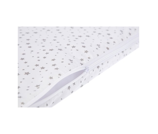 Acomoda Textil - Colchón Minicuna Desenfundable e Impermeable. Blanco/ Gris