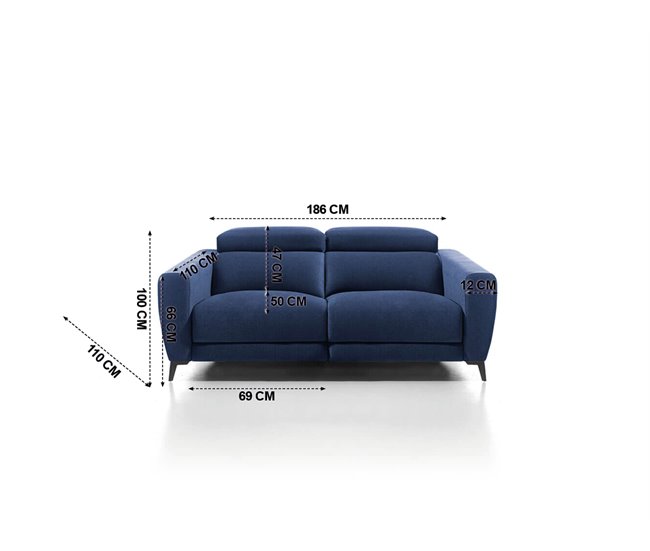 Sofá de 2 plazas fijo DRAX XL Azul