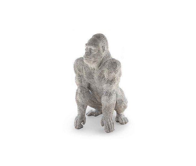 Figura Gorila Grande Acrilico Serie Gorila Plata