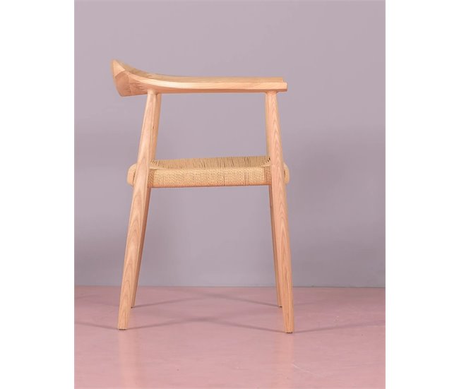 Silla en madera de fresno natural y asiento de cuerda - Santon Fresno