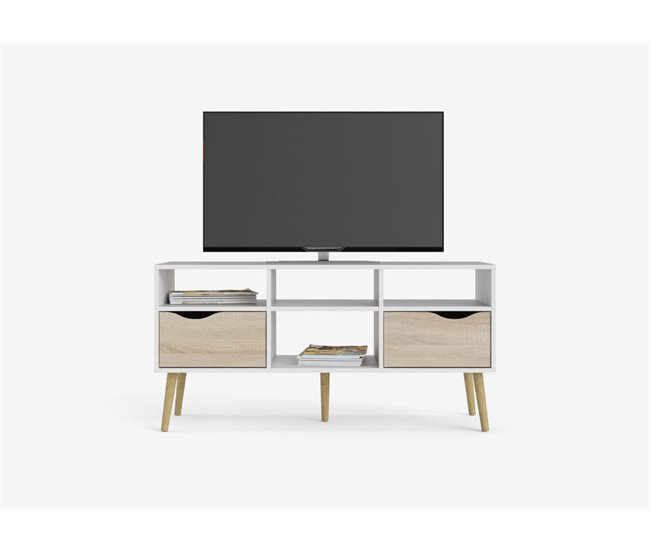 Mueble para televisor 117 cm DELTA Natural/ Blanco