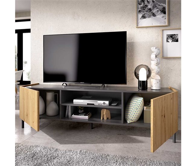 Mueble Bajo Tv Astral Gris Oscuro