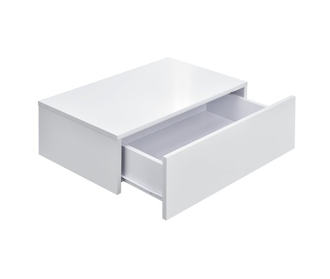 Estante de pared para dormitorio con cajón blanco mate 46x30x15 cm  03_0001798 - Conforama