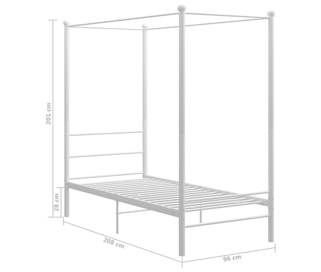Estructura de cama con dosel metal Blanco