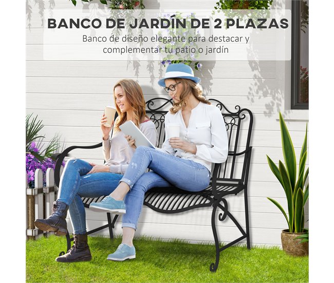 Banco de Jardín Outsunny 84B-658WT 110x60 Blanco