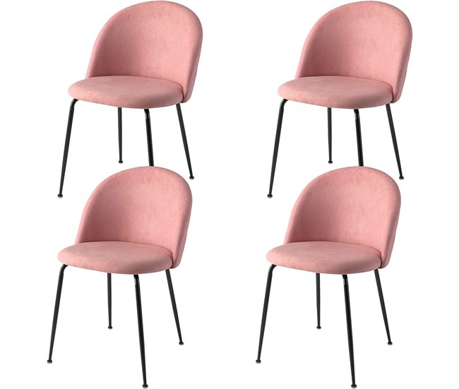 Set 4 sillas de comedor tela SWING Rosa