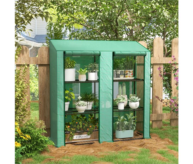 Invernadero de Jardín Acero, Plástico Outsunny Verde