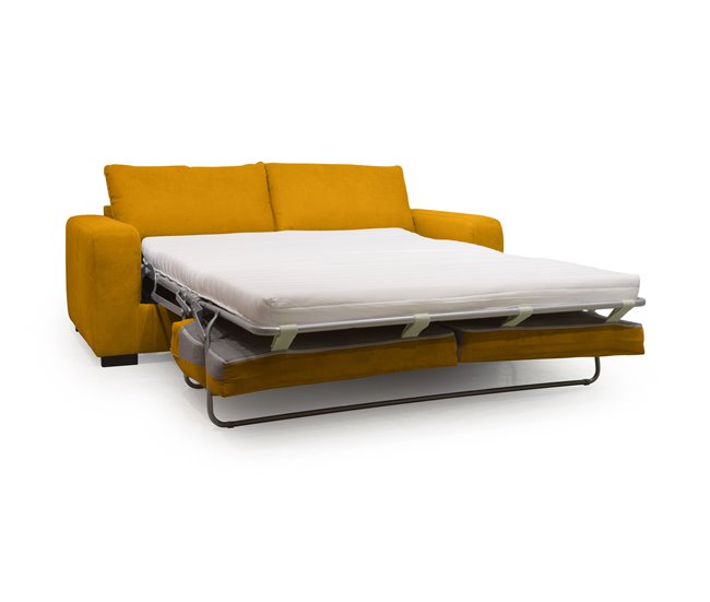 SWEET Sofá cama de 3 plazas con apertura italiana Mostaza
