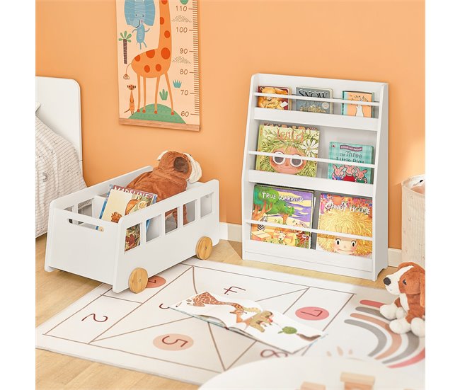 SoBuy KMB08-K-W Librería Infantil para Niños con 4 Estanterías, Estantería  de Pared,Blanco,H80cm,ES : : Hogar y cocina