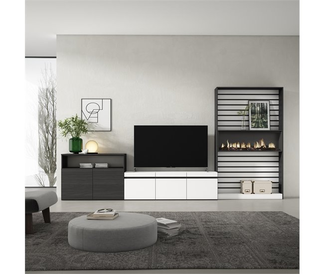 Muebles de Salón para TV 360 Blanco/ Negro