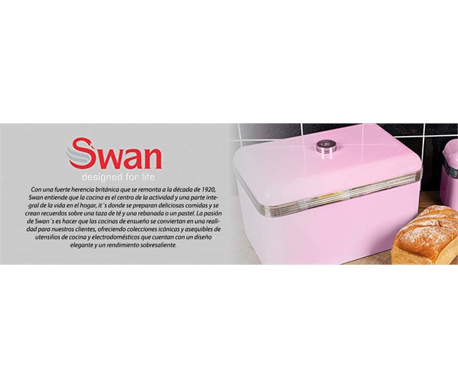 Panera de mesa - SWAN SWKA1010PN, Retro Panera de Mesa para Guardar Pan,  Bollería, 18L, Diseño Vintage, Bread Bin Caja Met