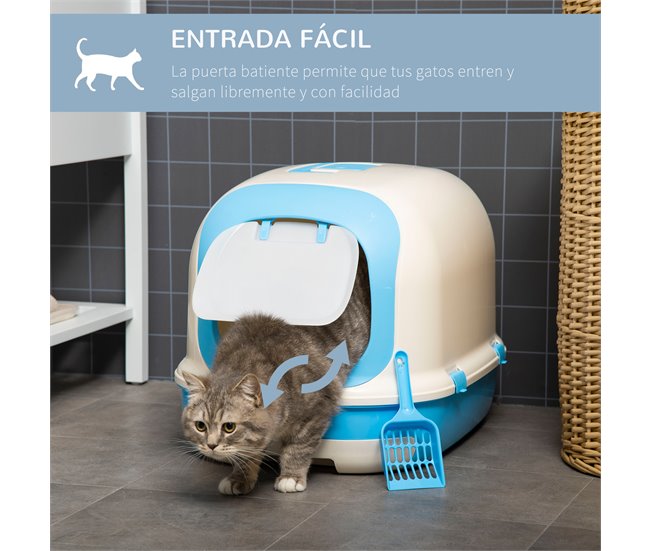 Arenero para Gatos PP PawHut, mascotas - accesorios para gatos Azul