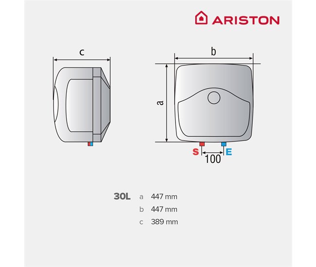Termo eléctrico, Ariston, Blu Evo Rs, 30 litros, vertical Blanco Lacado