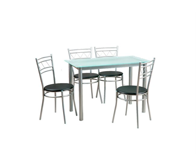 Conjunto de mesa + 4 sillas MILAN 2 Blanco/ Negro
