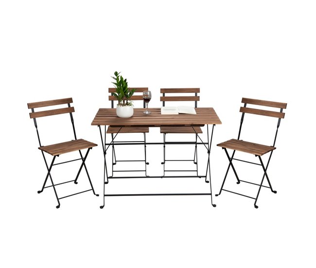 Conjunto de mesa y 4 sillas de jardín Bistrot Marron