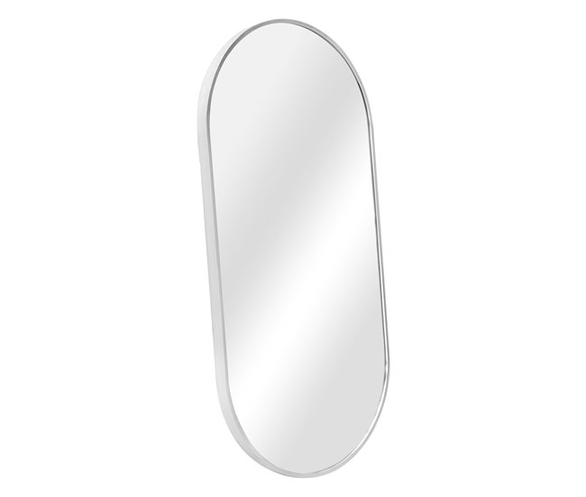 Espejo de pared para el baño Corato elíptica [en.casa] 40x2 Blanco Mate/ Sahara