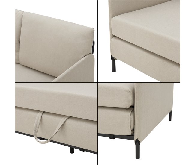 Sofá cama Soini plegable diseño 2 en 1 espuma textil metal Beige