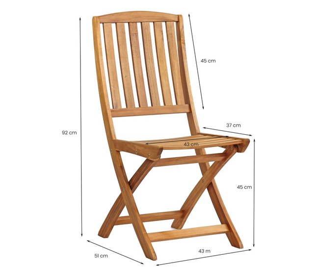 Set 2 sillas de jardín plegables de madera Madera