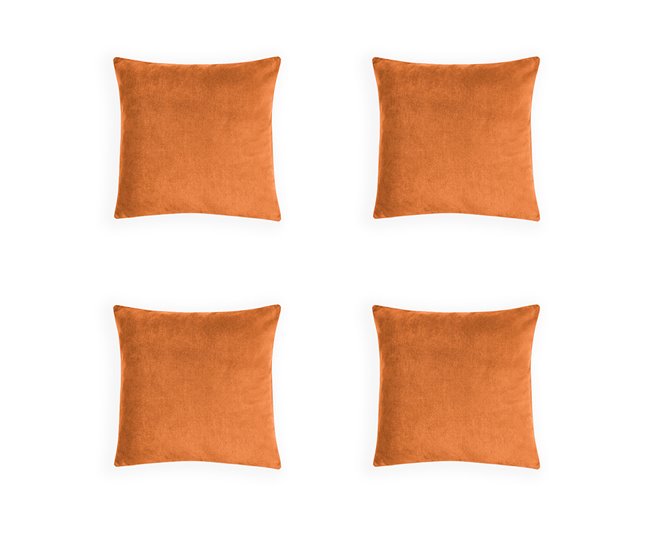 Acomoda Textil – 4 Fundas de Cojín Terciopelo. Naranja