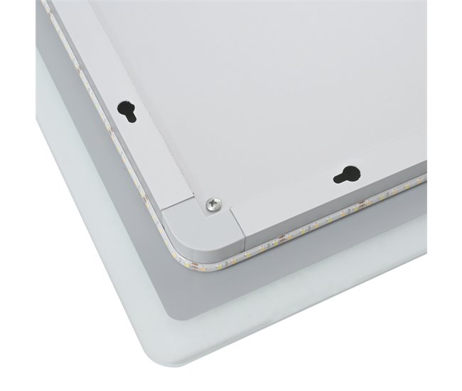Espejo de pared con LED Racale para baño IP65 con reloj antivaho 50x3 Blanco