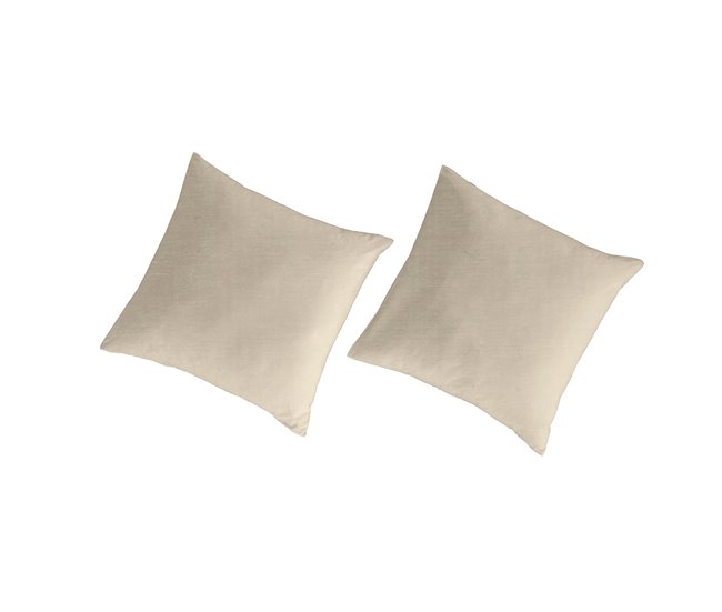 2 Fundas de almohada lisas lino/algodón orgánico Arena