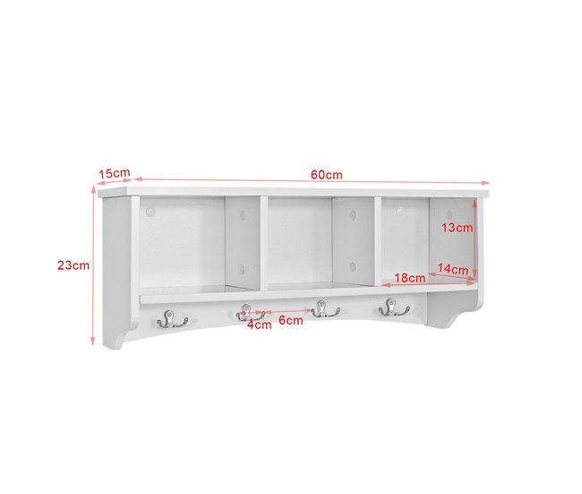 Estantes de pared con 3 compartimentos FRG48-W SoBuy Blanco