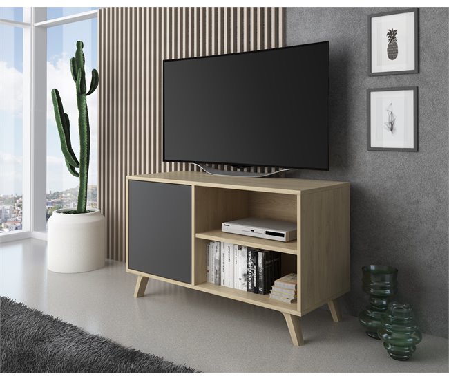 Mueble TV para Salón - 95 x 40 x 57 cm - Color Roble/Gris Roble