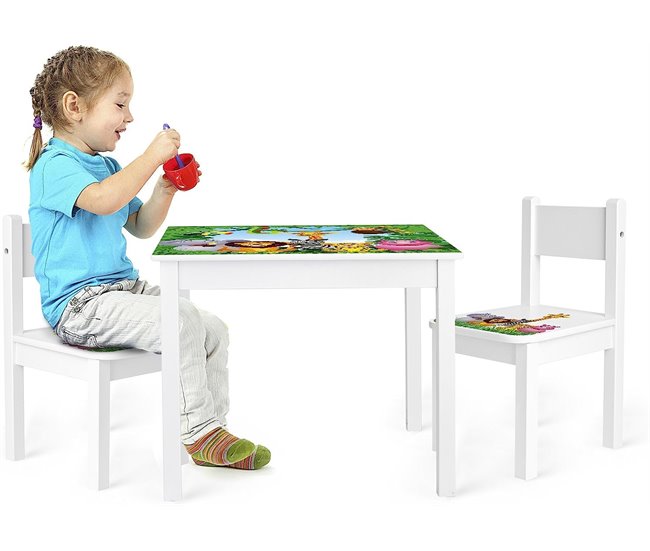 Mesa y 2 sillas para niños: Animales salvajes Multicolor