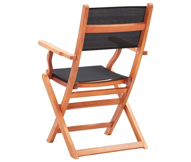 Set 2 sillas de jardín plegables de madera eucalipto Negro
