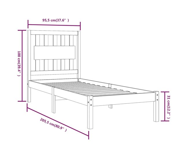 Estructura de cama 90x200 Marron Claro