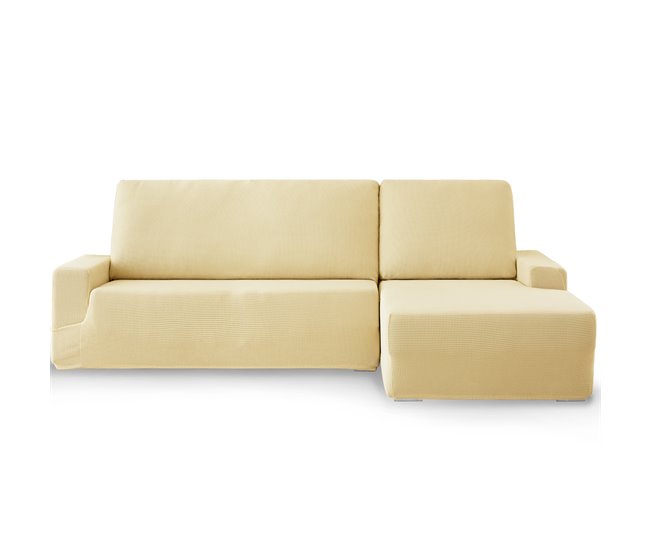 Eiffel Textile Funda de sofa chaise longue bielástica adaptable dos piezas. Monaco. Chaise Longue Derecho Brazo Corto Beige