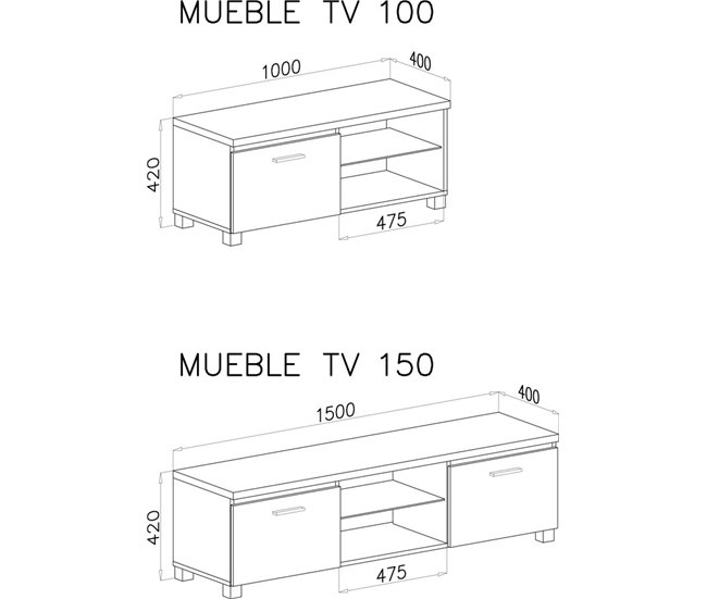 Mueble Modular TV para Salón -  Luces LED - Indicado para TV de 32/40/43" 150 Blanco