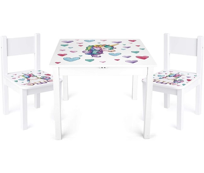 Mesa y 2 sillas para niños: Unicornio Multicolor