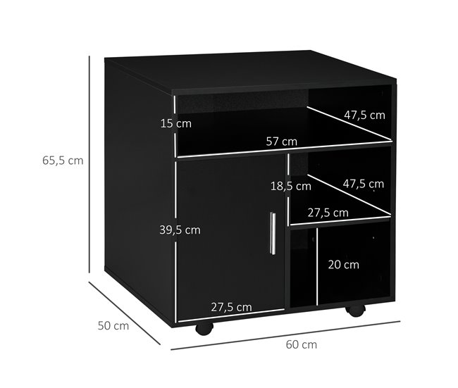 Soporte para Impresora Melamina de Madera HOMCOM Negro