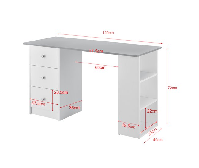 Escritorio De Ordenador Lemberg 120 X 49 X 72 Cm - 3