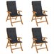 Set 4 sillas de jardin reclinables con cojines Negro