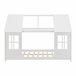 Cama para niños Tostedt en forma de casa con ventanas y colchón 147x207 Blanco Mate/ Sahara