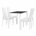 Set de comedor mesa + 4 sillas Bergen vidrio y polipiel 105x60 Negro/ Crema