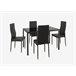 Conjunto de mesa + 4 sillas JET. Mesa y sillas fijas. negro Negro