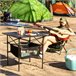Mesa de Camping Plegable con Cesta y Funda Negro
