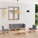 Muebles de jardín   con cojines de madera pino maciza Gris