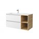 Mueble de baño 2 cajones y coqueta derecha 2 huecos con Lavabo integrado Blanco