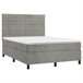 Cama box spring colchón y LED terciopelo - Rayas horizontales 140x190 Gris Claro