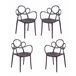Pack de 4 sillas de diseño con reposabrazos para jardín - Dream Negro