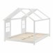 Cama para niños Tostedt en forma de casa con ventanas y colchón 147x207 Blanco Mate/ Sahara