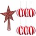 Pack 6 bolas Navidad rayas + Estrella Rojo
