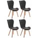 Set de 4 sillas de comedor Elda tapizadas en tela Gris Oscuro